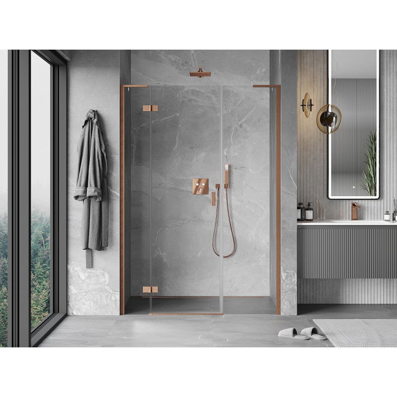 Mexen Mist-H L hinged shower door left 150 cm, transparent, brushed copper - 8A5L-150-001-65-00-L