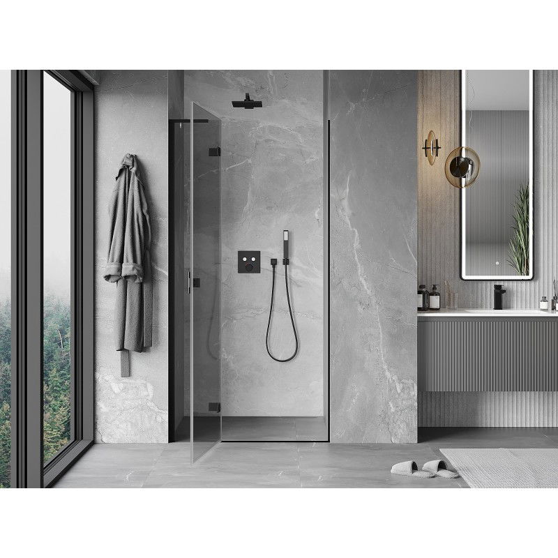 Mexen Mist-H L left hinged shower door 70 cm, transparent, black - 8A5L-070-000-70-00-L
