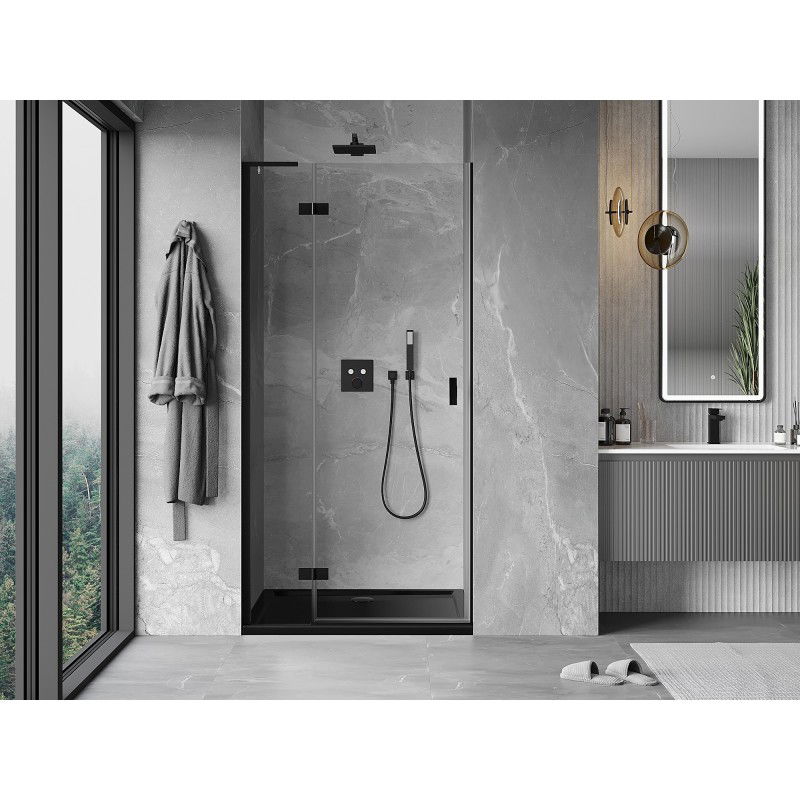 Mexen Mist-H L Left Hinged Shower Door 100 cm, Transparent, Black - 8A5L-100-000-70-00-L