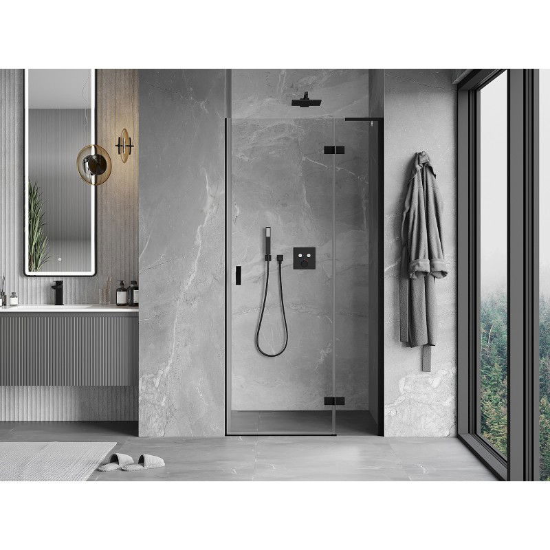 Mexen Mist-H L right swing shower door, 70 cm, transparent, black - 8A5L-070-000-70-00-P