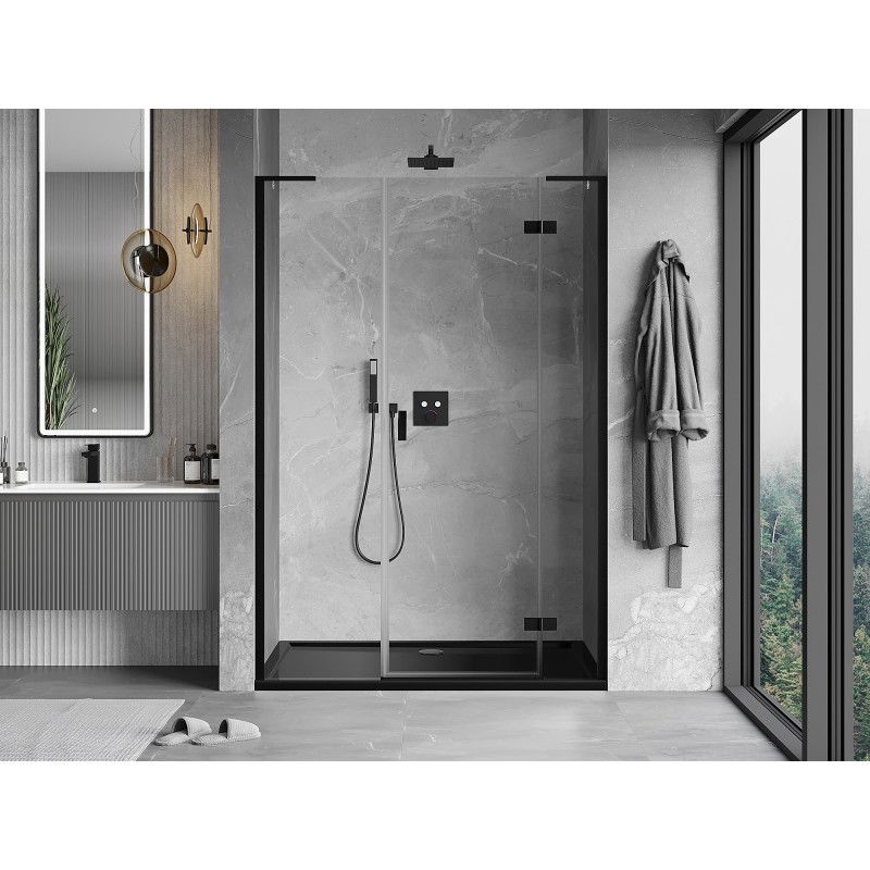 Mexen Mist-H L right swing shower door 130 cm, transparent, black - 8A5L-130-001-70-00-P