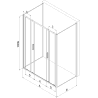 Mexen Exo-3S 3-wall sliding shower cabin 150 x 75 cm, transparent, black - 8152-150-075-70-00-3S