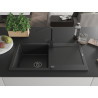 Mexen Leo granite sink single-bowl with drainer and kitchen faucet Rita, black - 6501-77-670300-70-B
