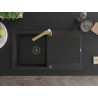 Mexen Leo 1-bowl granite sink with drainer and kitchen faucet Rita, black - 6501-77-670300-50-B
