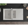 Mexen Matias granite sink 1.5-bowl with drainer and kitchen faucet Rita, white - 6502-20-670300-00