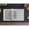 Mexen Matias granite sink 1.5-bowl with drainer and Rita kitchen faucet, white - 6502-20-670300-20