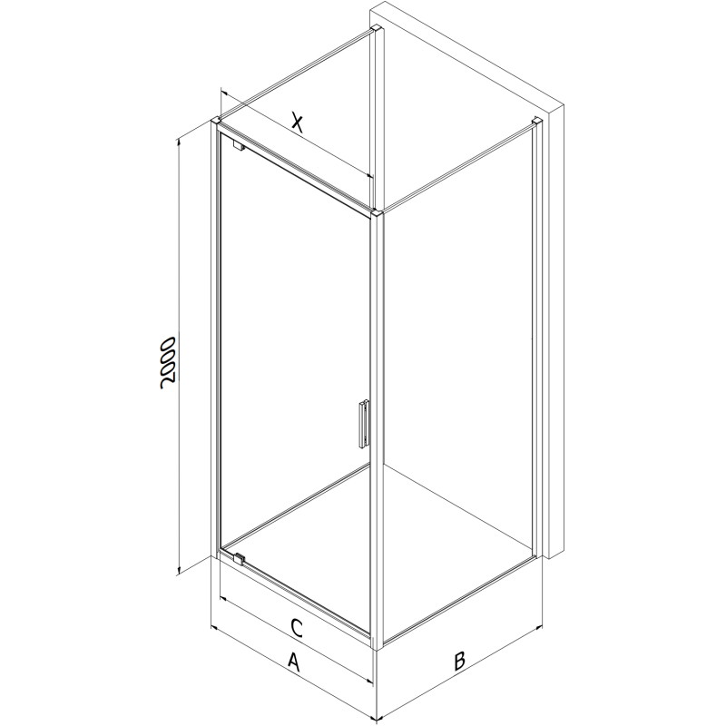 Mexen Exo-BR 3S 3-Wall Hinged Shower Cabin 75 x 75 cm, Transparent, Chrome - 8181-075-075-01-00-3S