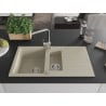 Mexen Matias 1.5-bowl granite sink with drainer and Rita kitchen tap, beige - 6502-69-670300-00