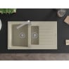 Mexen Matias 1.5-bowl granite sink with drainer and Rita kitchen tap, beige - 6502-69-670300-00