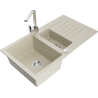 Mexen Matias 1.5-bowl granite sink with drainer and Rita kitchen tap, beige - 6502-69-670300-00