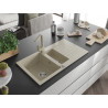 Mexen Matias 1.5-bowl Granite Sink with Drainer and Rita Kitchen Faucet, Beige - 6502-69-670300-69