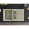 Mexen Matias 1.5-bowl Granite Sink with Drainer and Rita Kitchen Faucet, Beige - 6502-69-670300-69