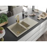 Mexen Matias granite sink 1.5-bowl with drainer and kitchen faucet Rita, beige - 6502-69-670300-50