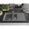 Mexen Matias granite sink 1.5-bowl with drainer and kitchen faucet Rita, gray - 6502-71-670300-00