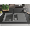Mexen Matias 1.5-bowl granite sink with drainer and Rita kitchen faucet, gray - 6502-71-670300-70