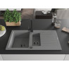 Mexen Matias granite sink 1.5-bowl with drainer and kitchen faucet Rita, gray - 6502-71-670300-70-B