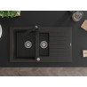 Mexen Matias granite sink 1.5-bowl with drainer and kitchen faucet Rita, black/gold - 6502-75-670300-70