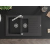 Mexen Matias granite sink 1.5-bowl with drainer and Rita kitchen faucet, black speckled - 6502-76-670300-00