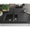 Mexen Matias granite sink 1.5-bowl with drainer and kitchen faucet Rita, black speckled - 6502-76-670300-70