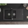Mexen Matias granite sink 1.5-bowl with drainer and Rita kitchen faucet, black speckled - 6502-76-670300-70