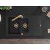 Mexen Matias granite sink 1.5-bowl with drainer and Rita kitchen tap, black - 6502-77-670300-50