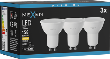 Mexen Nova 3x LED Bulb GU10, 1.5W, Warm - 3000K, 158 lm - L107-GU10-0130-01x03