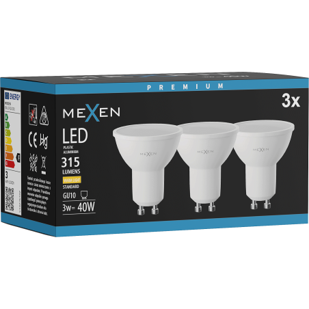 Mexen Nova 3x LED Bulb GU10, 3W, Warm - 3000K, 315 lm - L107-GU10-0330-01x03