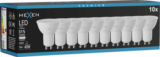 Mexen Nova 10x LED Bulb GU10, 3W, Neutral - 4000K, 315 lm - L107-GU10-0340-01x10