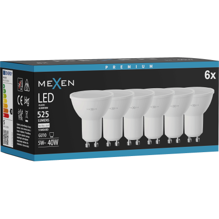 Mexen Nova 6x LED Bulb GU10, 5W, Neutral - 4000K, 525 lm - L107-GU10-0540-01x06