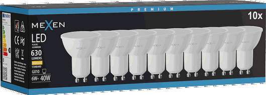 Mexen Nova 10x LED Bulb GU10, 6W, Warm - 3000K, 630 lm - L107-GU10-0630-01x10