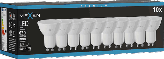 Mexen Nova 10x LED Bulb GU10, 6W, Neutral - 4000K, 630 lm - L107-GU10-0640-01x10