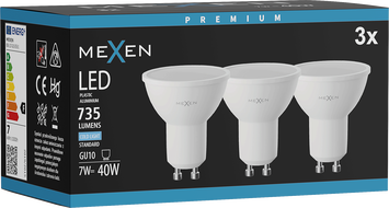 Mexen Nova 3x LED Bulb GU10, 7W, Cold - 6500K, 735 lm - L107-GU10-0765-01x03