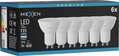 Mexen Nova 6x LED Bulb GU10, 7W, Cool - 6500K, 735 lm - L107-GU10-0765-01x06