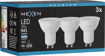 Mexen Nova 3x LED Bulb GU10, 9W, Cold - 6500K, 945 lm - L108-GU10-0965-01x03
