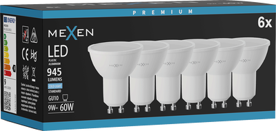 Mexen Nova 6x LED Bulb GU10, 9W, Cool - 6500K, 945 lm - L108-GU10-0965-01x06