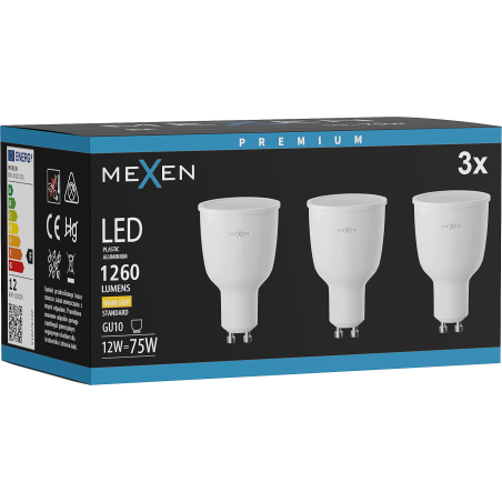 Mexen Nova 3x LED Bulb GU10, 12W, Warm - 3000K, 1260 lm - L108-GU10-1230-01x03