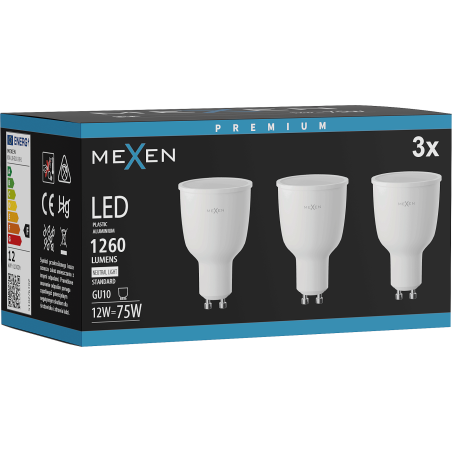 Mexen Nova 3x LED Bulb GU10, 12W, Neutral - 4000K, 1260 lm - L108-GU10-1240-01x03
