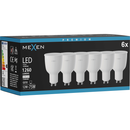 Mexen Nova 6x LED Bulbs GU10, 12W, Neutral - 4000K, 1260 lm - L108-GU10-1240-01x06