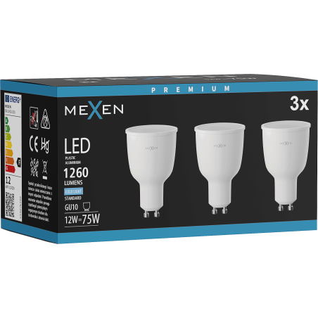 Mexen Nova 3x LED Bulb GU10, 12W, Cold - 6500K, 1260 lm - L108-GU10-1265-01x03