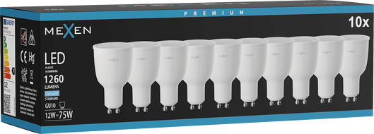 Mexen Nova 10x LED Bulb GU10, 12W, Cool - 6500K, 1260 lm - L108-GU10-1265-01x10