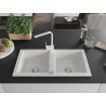 Mexen Mario granite sink 2-chamber with kitchen faucet Rita, white - 6504-20-670300-20