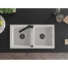 Mexen Mario 2-bowl granite sink with Rita kitchen faucet, white - 6504-20-670300-70