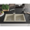 Mexen Mario 2-bowl granite kitchen sink with Rita kitchen faucet, beige - 6504-69-670300-00