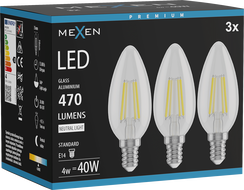 Mexen Vintis 3x LED Filament Bulb E14, C35, 4W, Neutral - 4000K, 470 lm, clear - L154-E14-0427-00x03 - L154-E14-0440-00x03