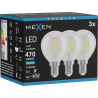 Mexen Vintis 3x LED Filament Bulb E14, G45, 4W, Cool - 6500K, 470 lm, clear - L156-E14-0465-00x03