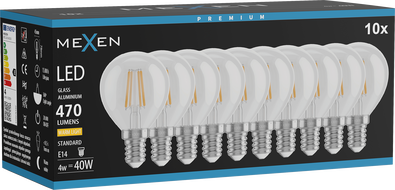 Mexen Vintis 10x LED Filament Bulb E14, G45, 6W, Warm - 2700K, 720 lm, clear - L156-E14-0627-00x10