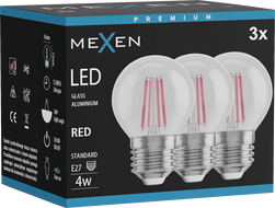 Mexen Vintis 3x LED Filament Bulb E27, G45, 4W, 55 lm, red - L156-E27-04XX-45x03