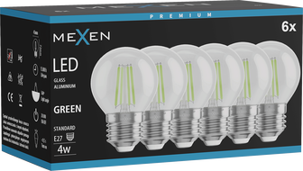 Mexen Vintis 6x filament LED bulb E27, G45, 4W, 55 lm, green - L156-E27-04XX-46x06