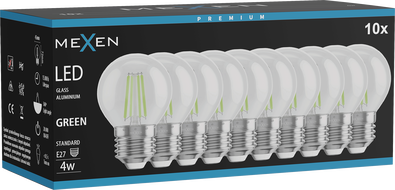 Mexen Vintis 10x LED Filament Bulb E27, G45, 4W, 55 lm, green - L156-E27-04XX-46x10