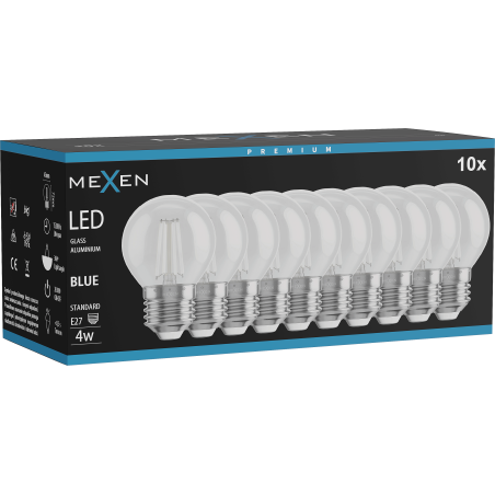 Mexen Vintis 10x LED Filament Bulb E27, G45, 4W, 55 lm, Blue - L156-E27-04XX-47x10